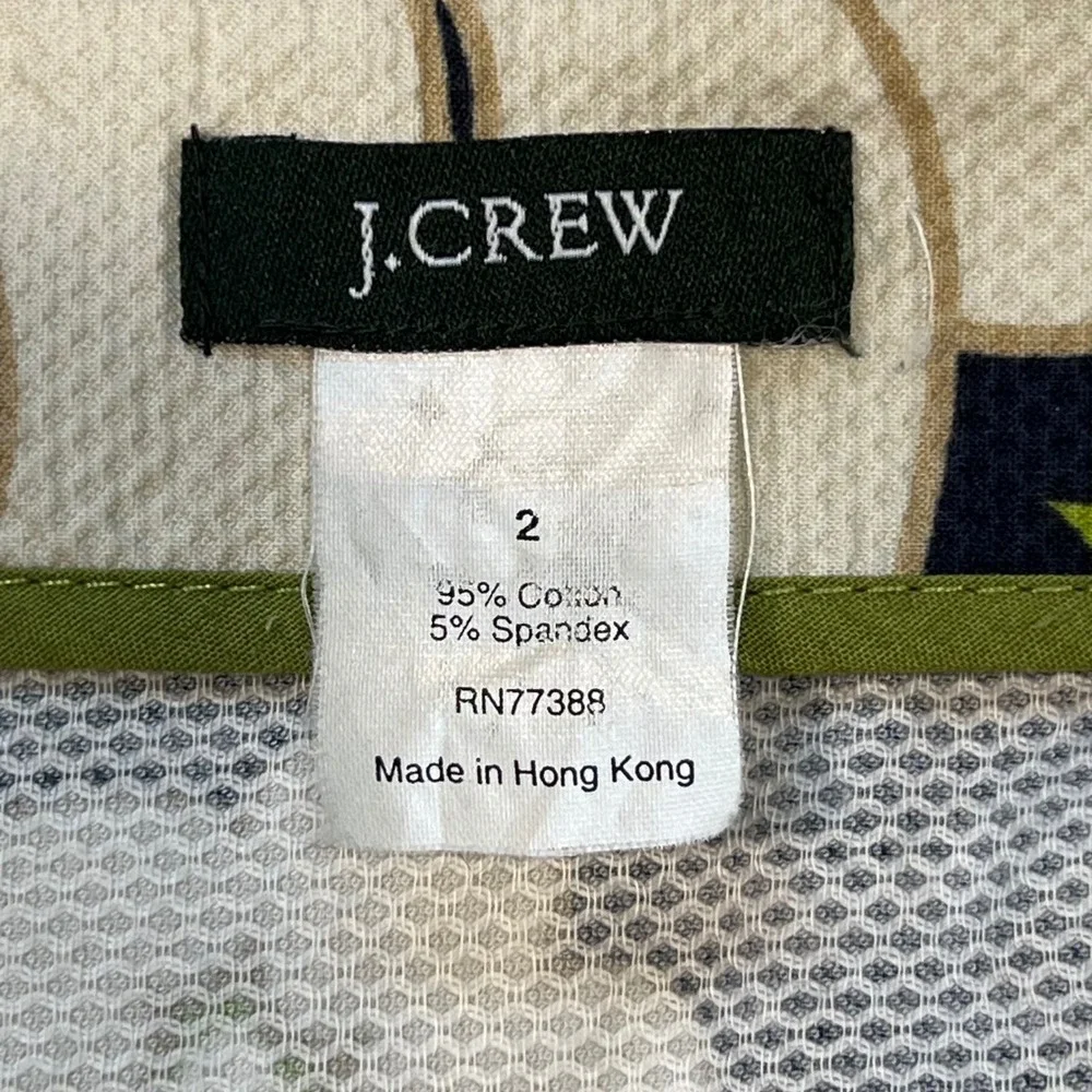 J.Crew Floral Print Mini‎ Skirt Womens Size 2 Green White Black Mod Retro